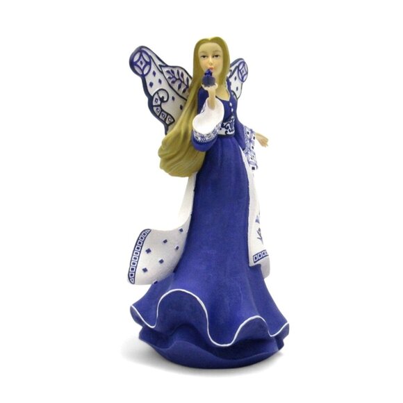 HAMILTON COLLECTION Blue Willow Sending Gentle Breezes Angel Figurine - Picture 2 of 12